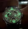 OTM四葉草手表男鏤空機械表男士男款正品高級感機械蟲(chóng)洞概念氙氣表潮 銀殼+綠色表帶 45mm 曬單實(shí)拍圖