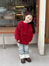 moonkids童裝女童毛衣套裝2025秋冬新款拜年服兒童過(guò)年半身裙冬裝兩件套 19828L紅色毛衣 110 cm 曬單實(shí)拍圖