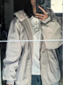 妙奕嘉棉服女士外套秋冬季2025年新款洋氣小個(gè)子棉襖棉衣加絨加厚高級感 灰色休閑毛絨連帽棉服 均碼 【建議118斤內】 曬單實(shí)拍圖