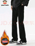 大嘴猴（paul frank）牛仔褲男士冬季高街微喇褲子男修身百搭休閑褲男褲 黑色加絨 XL 曬單實(shí)拍圖