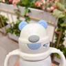 森森貓兒童保溫杯帶手柄寶寶嬰兒學(xué)飲杯吸管杯子奶瓶外出攜帶幼兒園水杯 寶寶手柄保溫粉300ml+手柄+背帶杯刷+立體貼 曬單實(shí)拍圖