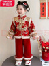 女童國風(fēng)套裝加厚拜年服2025冬季新款加絨兩件套女孩漢服兒童衣服 紅色套裝 120 曬單實(shí)拍圖