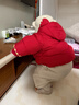 巴拉巴拉嬰兒羽絨服寶寶外套春裝新年拜年服立體連帽可愛(ài)萌趣時(shí)尚 中國紅60611-白鴨絨 80 充絨量52g 曬單實(shí)拍圖