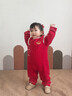 英氏（YEEHOO）嬰兒拜年服秋冬保暖嬰兒衣服新中式寶寶連體衣喜慶 新年紅-夾棉款 90cm （建議身高78-90cm） 曬單實(shí)拍圖