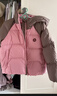 富羅迷女童羽絨服冬季三防保暖外套兒童拼色連帽冬裝 西瓜紅/咖啡 150 曬單實(shí)拍圖