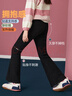 ASK JUNIOR女童褲子2025秋冬季兒童加絨保暖長(cháng)褲休閑時(shí)尚喇叭褲 黑色 160 曬單實(shí)拍圖