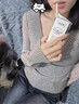 貞喜氣純欲性感風(fēng)低領(lǐng)毛衣打底衫女秋冬修身收腰內搭v領(lǐng)露肩針織衫上衣 甜辣v領(lǐng)毛衣女【灰色均碼】 不含內搭蕾絲 均碼 曬單實(shí)拍圖