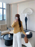 塔馳密司（touchmiss）圓領(lǐng)毛衣女2026新款寬松內搭打底衫短款長(cháng)袖針織衫FSL 楓葉黃 M 曬單實(shí)拍圖
