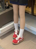 意爾康女鞋德訓鞋女2026春季新款通勤單鞋時(shí)尚拼色運動(dòng)休閑鞋新年穿搭 紅/米 36 曬單實(shí)拍圖