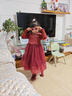 真維斯童裝女童秋冬款連衣裙兒童紅色新年款毛衣裙女大童冬季裙子圍巾 珍珠背心套裙 120 曬單實(shí)拍圖