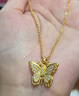 老鋪黃金古法手工足金項鏈·花絲鉆飾蝴蝶(1號)鎖骨鏈（滿(mǎn)鉆款） 金重約9.2g 曬單實(shí)拍圖