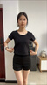 簡(jiǎn)約純色百搭休閑短款大圓領(lǐng)短袖T恤女2025夏季修身舒適短T上衣DM 大圓領(lǐng)短T黑色 XL 曬單實(shí)拍圖