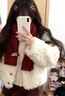 蔓爾依連衣裙女裝冬季節日穿搭2025新款小香風(fēng)羊羔毛絨外套毛衣裙子套裝 毛絨外套+半身裙 （不含圍巾配飾） M 曬單實(shí)拍圖