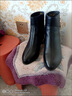 富貴鳥(niǎo)中年女鞋粗跟真皮短靴女款厚底增高皮靴女靴軟底媽媽鞋加絨可選 黑色【跟高4CM】 41 曬單實(shí)拍圖