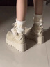 啄木鳥(niǎo)厚底雪地靴女2025冬季新款復古小個(gè)子增高棉鞋加絨保暖勃肯短靴子 米白色【加絨加厚保暖】 37 (235mm) 曬單實(shí)拍圖