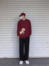 真維斯（Jeanswest）酒紅色衛衣男士本命年馬年爆款2026新款過(guò)年喜慶衣服加絨外套上衣 曬單實(shí)拍圖