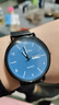 (0.01)正品全自動(dòng)非機械手表男士學(xué)生韓版時(shí)尚潮雙日歷防水夜光超薄石英 069黑網(wǎng)帶藍底 曬單實(shí)拍圖