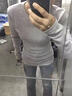 燦圖美式正肩中長(cháng)款德絨打底衫女秋冬季新款修身內搭長(cháng)袖t恤保暖上衣 淺灰色【高品質(zhì)棉款】 M 曬單實(shí)拍圖
