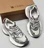 駱駝（CAMEL）【耀月】老爹鞋女潮酷撞色厚底休閑鞋 L24A255651R 銀色(加絨) 37 曬單實(shí)拍圖