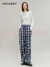 moussy 2026早春新品復古工裝風(fēng)大口袋格紋闊腿長(cháng)褲028IAA31-1035 025花紋黑色 M 曬單實(shí)拍圖