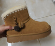 百麗（Belle）時(shí)尚毛球掛飾雪地靴女冬季新款商場(chǎng)同款厚底保暖短靴E8U1DDD5 棕色 38 曬單實(shí)拍圖