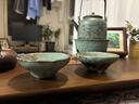 紀先生窯變釉蓮花圍爐煮茶功夫茶具套裝家用溫茶爐茶壺茶杯干泡盤(pán)煮茶壺 蓮生吉祥（青苔釉）丨溫茶五件套【高檔禮盒】 曬單實(shí)拍圖