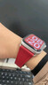 ROMISS適用于iwatch蘋(píng)果手表表帶apple watch S11/10/9/8/7表帶意大利荔枝紋真皮腕帶高級感輕奢手表鏈 胭脂紅（小蠻腰女款） (L) 44/45/46/49表盤(pán)通用-銀色表 曬單實(shí)拍圖