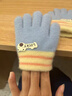 斐月伽兒童手套五指保暖加絨加厚男童女童寶寶可愛(ài)秋冬款針織全指手套 天藍 建議0-2歲-約11*6cm 曬單實(shí)拍圖