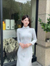 新中式改良旗袍女春秋款長(cháng)袖復古民國風(fēng)收腰顯瘦素雅百搭連衣裙 白茶清歡 M （95-105斤） 曬單實(shí)拍圖