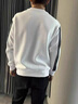 名郎（MELLEN）正品牌奢侈男士高端長(cháng)袖t恤秋季新款寬松休閑圓領(lǐng)衛衣打底衫 高檔拼接白色【現貨速達】 XL 建議【140-155斤】 曬單實(shí)拍圖