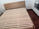 源氏木語(yǔ)臥室原木風(fēng)雙人床橡木斜靠大板床1.5*2m高鋪 不含床墊 曬單實(shí)拍圖