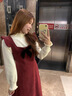 啄木鳥(niǎo)2026新款圣誕穿搭一整套裝韓系穿搭復古紅色背帶連衣裙子女秋冬季 洋裝【單件】 S 40/45kg 曬單實(shí)拍圖