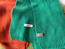 新年紅色澳洲100%綿羊毛圍巾小巧純色針織圍巾女加厚保暖護頸圍脖 綠色 160*20cm 曬單實(shí)拍圖