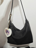裘真新年禮物【明星推薦】經(jīng)典hobo包植鞣牛皮腋下通勤休閑餃子女包 黑色-小號 小包/大包 曬單實(shí)拍圖
