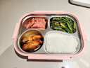 美廚（MAXCOOK）316不銹鋼飯盒 微波爐飯盒4格保溫學(xué)生飯盒 配餐具袋子粉MCFT4078 曬單實(shí)拍圖