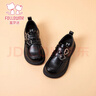 富羅迷女童皮鞋春秋季軟底百搭小女孩校園演出鞋兒童單鞋 黑色 32  曬單實(shí)拍圖