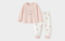 babylove【清倉】女寶寶內衣套裝春秋季分體純棉打底睡衣甜美家居服 灰桃粉 80 曬單實(shí)拍圖