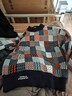 大嘴猴（paul frank）毛衣男士格子拼色針織衫男冬季保暖厚款毛線(xiàn)衣外套 藏青加絨 M 曬單實(shí)拍圖