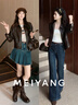 美洋（MEIYANG）瘦瘦皮衣二號 顯瘦流光復古蛋白皮短款外套百搭秋季新款皮衣女 咖色 M 曬單實(shí)拍圖