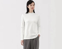 MUJI女式 起毛羅紋編織半高領(lǐng)長(cháng)袖T恤上衣打底衫女款內搭春秋女裝條紋 白色 5A L （165/88A） 曬單實(shí)拍圖