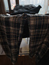 浪莎毛呢格子褲女秋冬加絨新款高腰垂感休閑拖地復古毛呢闊腿褲 曬單實(shí)拍圖