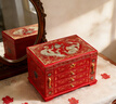 螺鈿鑲嵌首飾盒非遺推光漆器復古高檔精致梳妝盒大容量首飾箱妝奩 28飛機柜-紅-龍鳳呈祥 [贈收藏證+禮盒+禮品袋] 曬單實(shí)拍圖