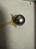 京潤珍珠吊墜迎輝18K金大溪地黑珍珠吊墜圓形海水珍珠項鏈母親節禮物 12-12.5mm 贈925銀鏈 曬單實(shí)拍圖