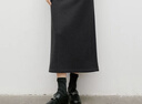 紅袖絕美顯瘦半身裙2025冬季新款女裝開(kāi)叉松緊腰復古輕熟氣質(zhì)直筒長(cháng)裙 黑灰090（預售1.7） L 曬單實(shí)拍圖