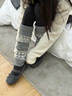 南木熊襪套女費爾島森系配雪地靴打底褲復古顯瘦針織無(wú)骨保暖堆堆襪腿套 淺灰色 曬單實(shí)拍圖