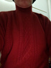 恒源祥100%純羊毛衫女軟糯加厚毛衣冬季半高領(lǐng)寬松打底衫洋氣媽媽裝上衣 酒紅色 3XL 建議 【135-145斤穿】 120碼 曬單實(shí)拍圖