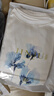 金菊基礎款真絲桑蠶絲花卉印花夏季圓領(lǐng)短袖通勤百搭日常女式T恤上衣 蘭色花 XL 曬單實(shí)拍圖
