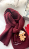 日系可愛(ài)小熊玩偶針織羊毛圍巾女秋冬季學(xué)生保暖甜美百搭情侶圍脖 含羊毛小熊玩偶圍巾-紅色 20*160 曬單實(shí)拍圖