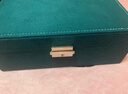 日本帶鎖絨布首飾盒手飾品首飾收納盒結婚女公主歐式飾品盒 墨綠色雙層絨布 曬單實(shí)拍圖