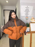 短款棉服女2026冬季新款百搭減齡棉襖拼接加厚保暖小個(gè)子棉衣外套 橘色 （時(shí)尚保暖） XL 建議體重【115-130斤】 曬單實(shí)拍圖